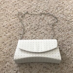 White jeweled satchel purse